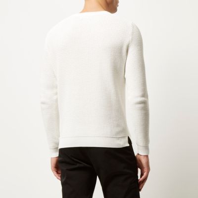 Cream knitted pocket front jumper